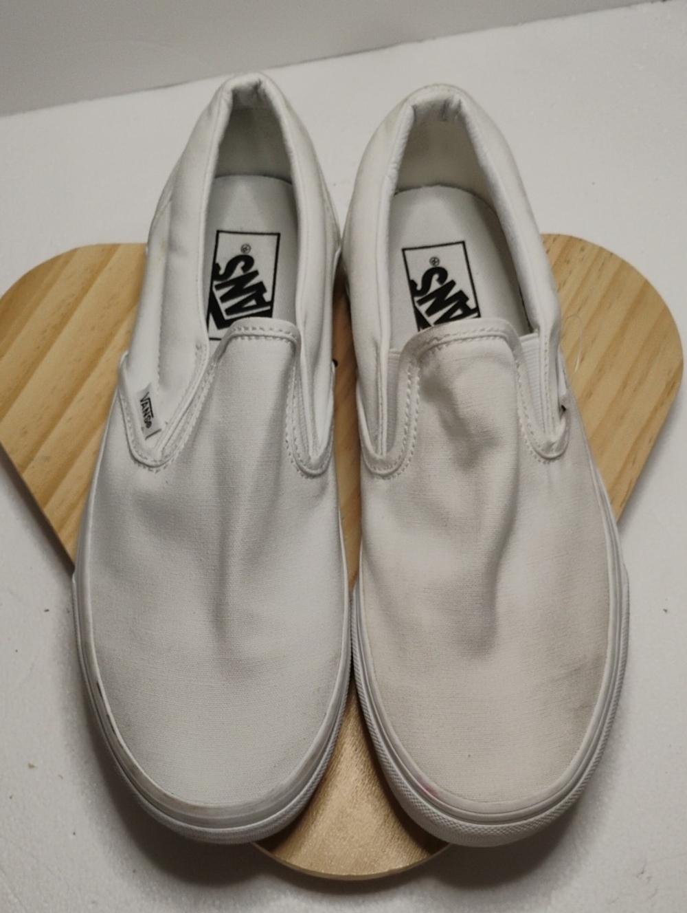 Vans White Canvas Slip-On Sneakers